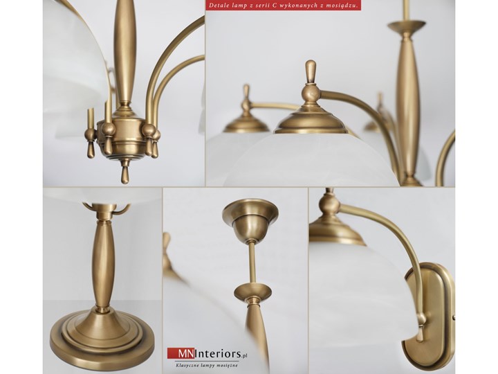Lampa podłogowa z mosiądzu C-P3 Lampa LED Metal Szkło Lampa z kloszem Kolor Złoty