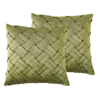 Beliani 2 poduszki dekoracyjne zielone welurowe 45 x 45 cm poduszki ozdobne wzór jednostronny pleciony