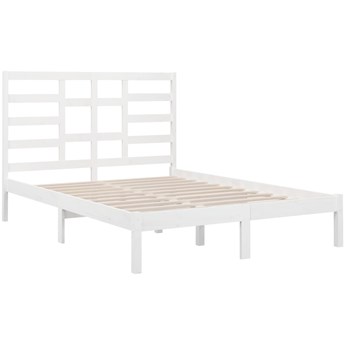 vidaXL Rama łóżka, lite drewno, biała, 135x190 cm, podwójna