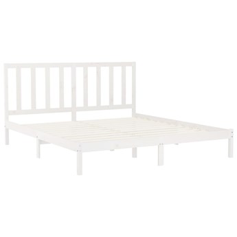 vidaXL Rama łóżka, biała, lite drewno, 180x200 cm, Super King