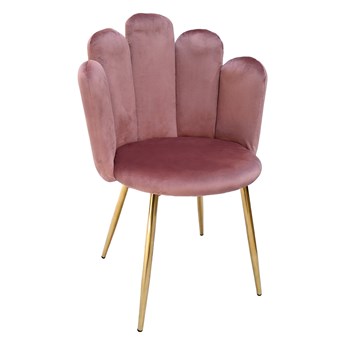 Krzesło muszelka różowe DC-1800 Złote nogi, Welur 44