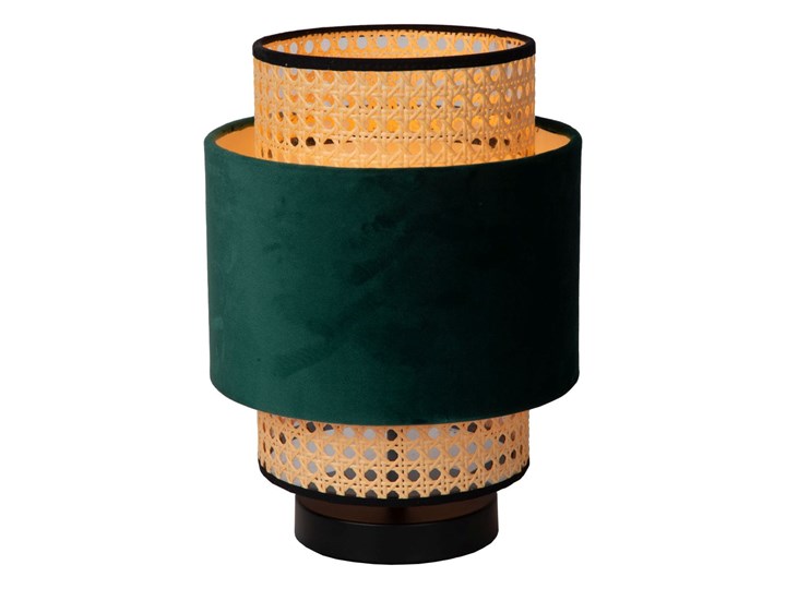 Lampa nocna aksamit plecionka Javor Stal Metal Lampa z kloszem Wysokość 30 cm Wysokość 27 cm Pomieszczenie Sypialnia Styl Skandynawski