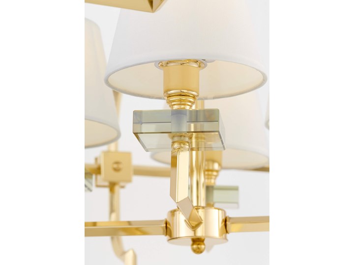 LAMPA WISZĄCA ŻYRANDOL NOWOCZESNY BIAŁO-ZŁOTY BALTIMORE W4 LUMINA DECO Lampa z kryształkami Lampa z abażurem Lampa z kloszem Kryształ Metal Styl Glamour Pomieszczenie Kuchnia
