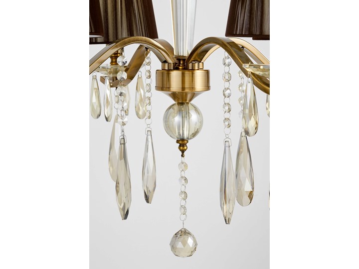 KLASYCZNY ŻYRANDOL KRYSZTAŁOWY MOSIĘŻNY ALESSIA W4 LUMINA DECO Lampa z abażurem Tworzywo sztuczne Metal Tkanina Lampa z kryształkami Lampa z kloszem Mosiądz Kolor Czarny