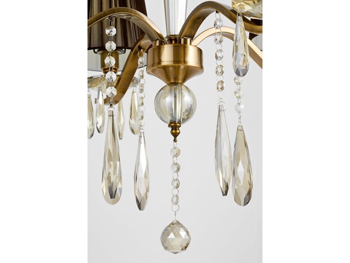 KLASYCZNY ŻYRANDOL KRYSZTAŁOWY MOSIĘŻNY ALESSIA W4 LUMINA DECO Lampa z kryształkami Lampa z kloszem Lampa z abażurem Metal Tworzywo sztuczne Tkanina Mosiądz Kolor Czarny