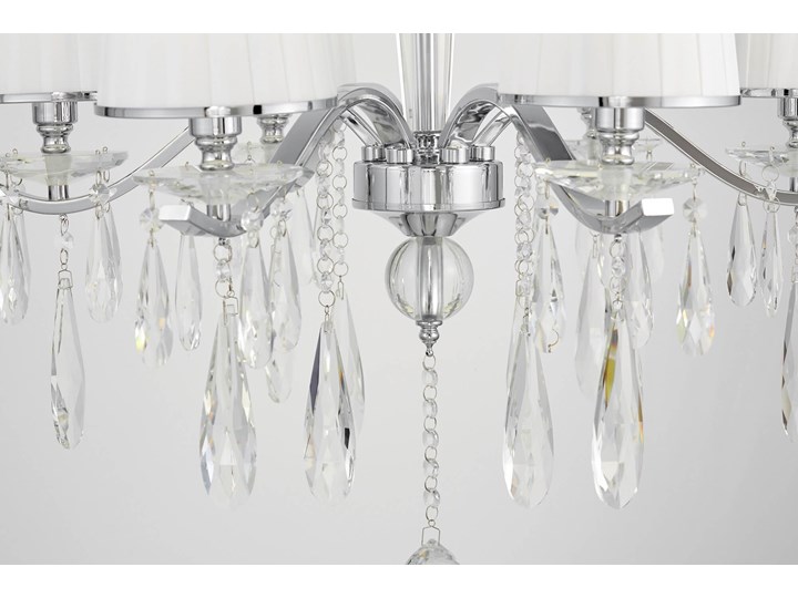 KLASYCZNY ŻYRANDOL KRYSZTAŁOWY BIAŁY ALESSIA W6 LUMINA DECO Lampa z abażurem Tkanina Metal Ilość źródeł światła 6 źródeł Szkło Lampa z kryształkami Lampa z kloszem Chrom Kategoria Lampy wiszące