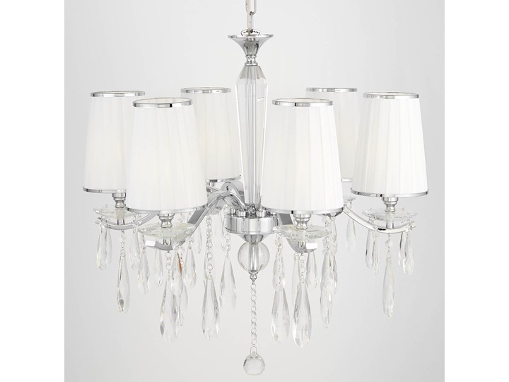 KLASYCZNY ŻYRANDOL KRYSZTAŁOWY BIAŁY ALESSIA W6 LUMINA DECO Lampa z abażurem Lampa z kloszem Chrom Lampa z kryształkami Tkanina Szkło Metal Ilość źródeł światła 6 źródeł