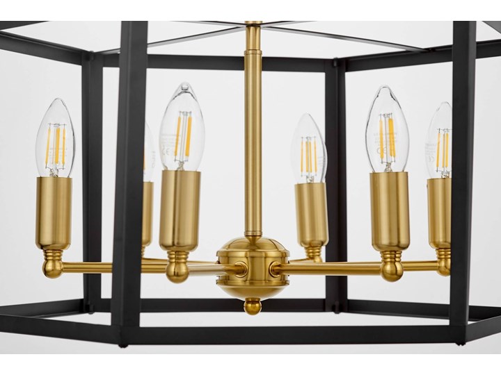 LAMPA WISZĄCA LOFT CZARNO-MOSIĘŻNA LORTON W6 LUMINA DECO Mosiądz Ilość źródeł światła 6 źródeł Metal Kategoria Lampy wiszące
