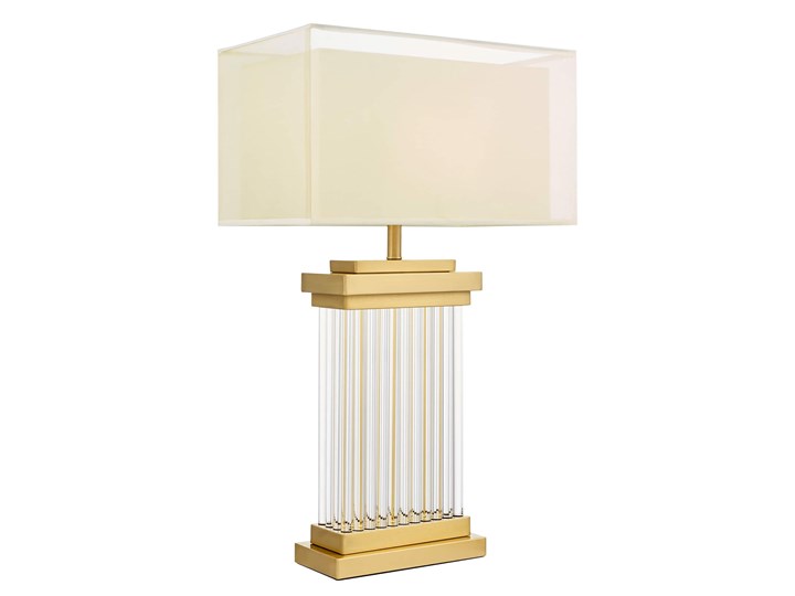 LAMPA NOCNA GLAMOUR KREMOWO-MOSIĘŻNA DAVOS LUMINA DECO Metal Lampa z abażurem Tkanina Mosiądz Wysokość 67 cm Lampa z kloszem Szkło Kolor Złoty
