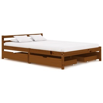 vidaXL Rama łóżka z 4 szufladami, miodowy brąz, sosna, 140 x 200 cm