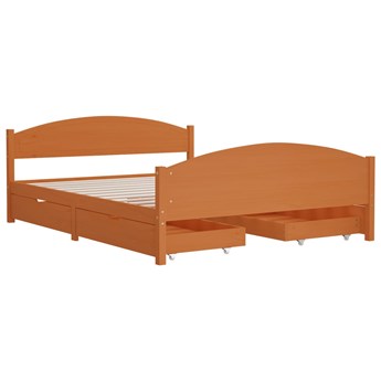 vidaXL Rama łóżka z 4 szufladami, miodowy brąz, sosna, 160 x 200 cm