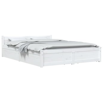 vidaXL Rama łóżka z szufladami, biała, 160x200 cm
