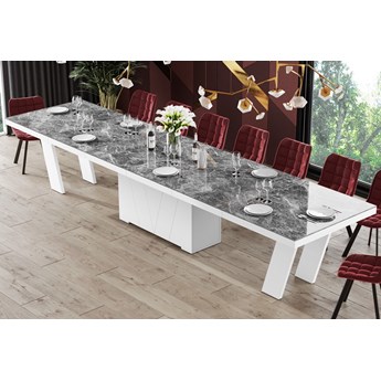 Stół w wysokim połysku Grande 160 rozkładany do 412 marmur/biały