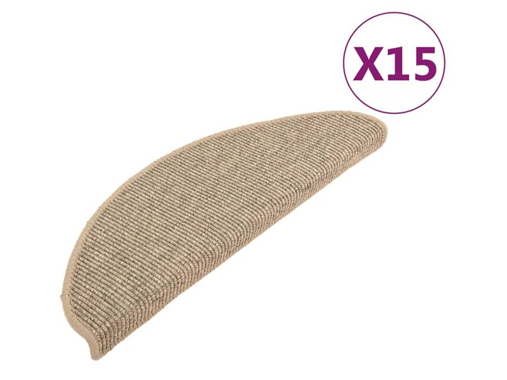 vidaXL Samoprzylepne nakładki na schody, 15 szt., ciemny beż, 65x25 cm Wełna Dywany Nakładki schodowe 25x65 cm Poliester Syntetyk Dywaniki Pomieszczenie Pokój przedszkolaka