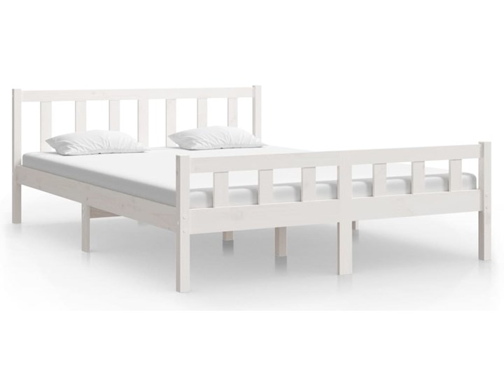 vidaXL Rama łóżka, biała, lite drewno, 140 x 200 cm Kolor Biały Łóżko drewniane Styl Rustykalny