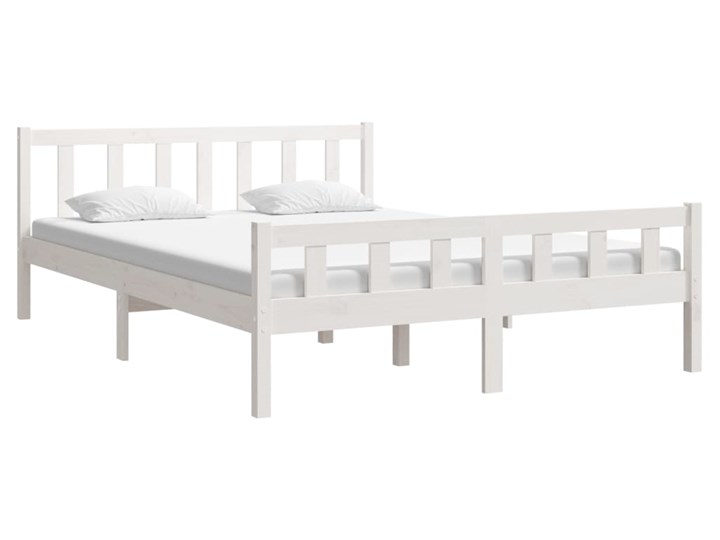 vidaXL Rama łóżka, biała, lite drewno, 140 x 200 cm Łóżko drewniane Styl Rustykalny Styl Tradycyjny