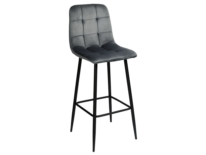 Krzesło barowe Hamilton grafitowe Velvet Tkanina Głębokość 50 cm Metal Szerokość 43 cm Skóra Wysokość 110 cm Welur Model Krzesła pikowane