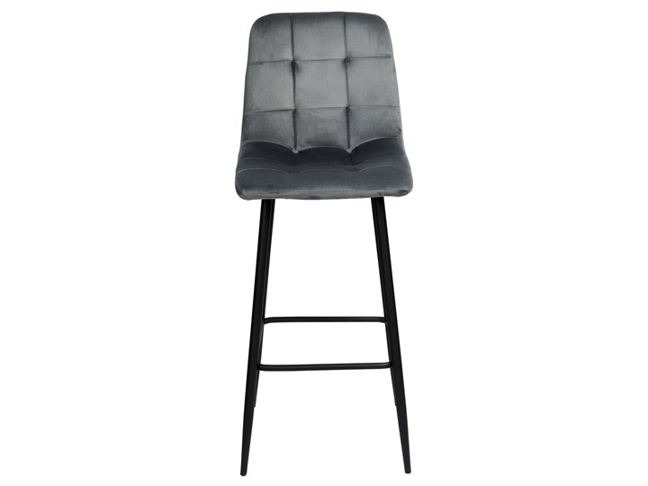Krzesło barowe Hamilton grafitowe Velvet Wysokość 110 cm Metal Głębokość 50 cm Welur Skóra Model Krzesła pikowane Tkanina Szerokość 43 cm Pomieszczenie Kuchnia