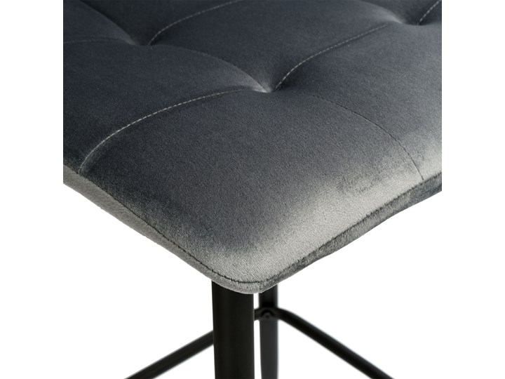 Krzesło barowe Hamilton grafitowe Velvet Wysokość 110 cm Szerokość 43 cm Welur Metal Styl Nowoczesny Głębokość 50 cm Skóra Tkanina Kolor Szary