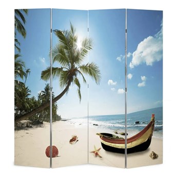 Wewnętrzny parawan z nadrukiem plaży - Defri 4X 160 x 170 cm