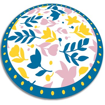 Modny winylowy dywan okrągły abstrakcyjne kwiatki fi 50 cm