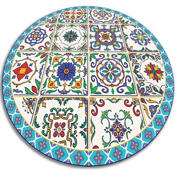 Uniwersalny dywan okrągły winylowy portugalskie kafelki fi 50 cm