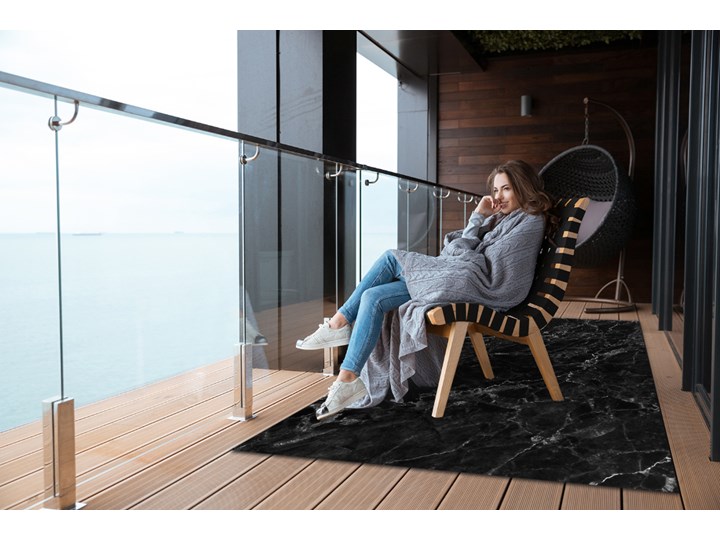 Nowoczesny dywan na balkon wzór Czarny marmur 60x90 cm Dywany 80x120 cm Winyl Kategoria Dywany