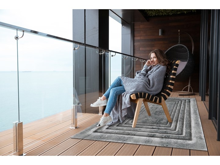 Nowoczesny dywan na balkon wzór Betonowe ramy 60x90 cm 80x120 cm Dywany Winyl Kategoria Dywany Kolor Szary