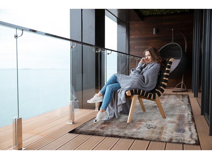Nowoczesny dywan na balkon wzór Rdzawa blacha 60x90 cm Winyl Dywany Kategoria Dywany 80x120 cm Kolor Szary