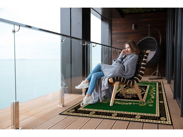 Nowoczesny dywan outdoor wzór Ramy królewskie 60x90 cm Kategoria Dywany Winyl 80x120 cm Dywany Kolor Czarny