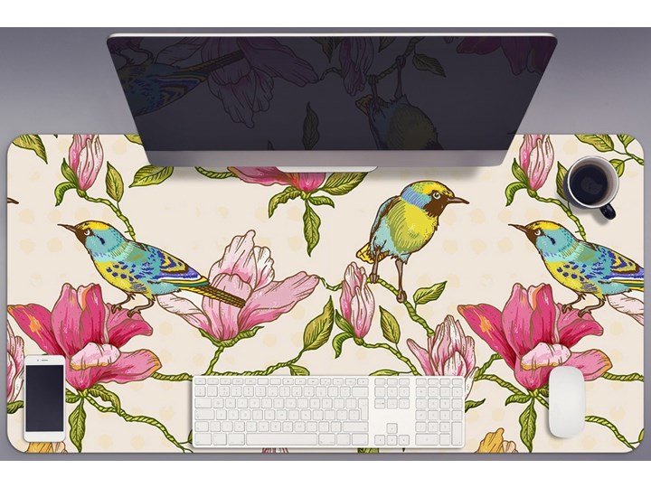 Podkładka na całe biurko Kwiaty i Ptaki 90x45 cm Podkładka na biurko Kategoria Akcesoria na biurko