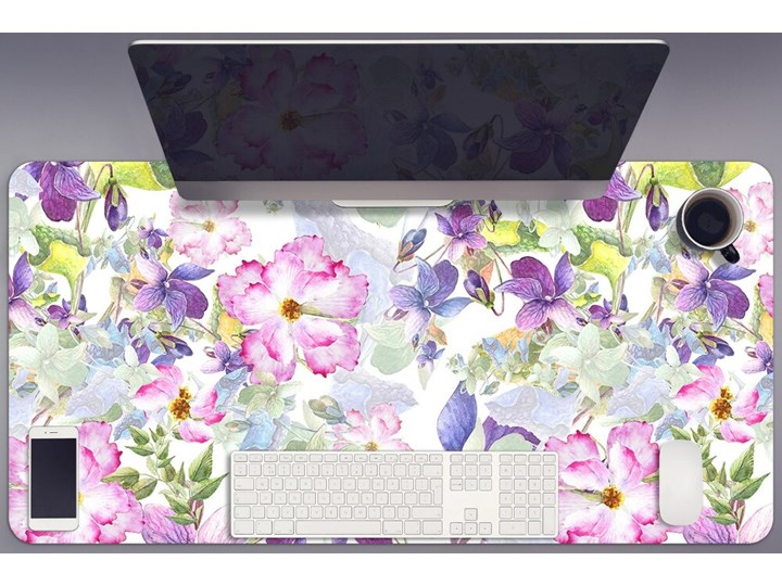 Mata ochronna na biurko Fioletowe kwiaty 90x45 cm Podstawka pod laptop Podkładka na biurko Kategoria Akcesoria na biurko