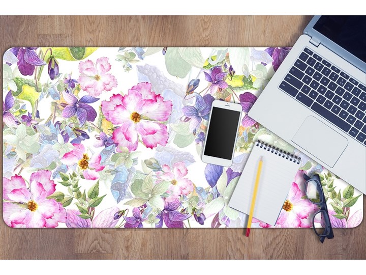 Mata ochronna na biurko Fioletowe kwiaty 90x45 cm Podstawka pod laptop Podkładka na biurko Kategoria Akcesoria na biurko