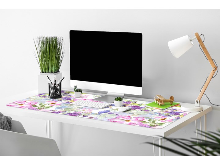 Mata ochronna na biurko Fioletowe kwiaty 90x45 cm Podstawka pod laptop Podkładka na biurko Kategoria Akcesoria na biurko