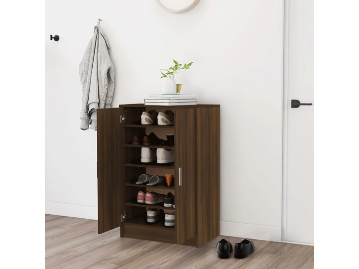 vidaXL Szafka na buty, brązowy dąb, 60x35x92 cm Głębokość 35 cm Na zdjęcia Drewno Szerokość 60 cm Pomieszczenie Przedpokój