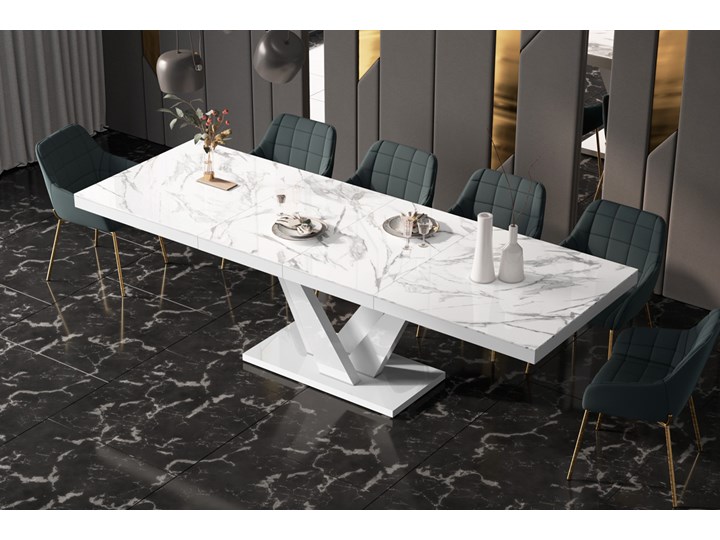 Nowoczesny stół do jadalni w połysku Vegas marmur/biały Płyta MDF Kategoria Stoły kuchenne