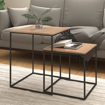 vidaXL Zestaw stolików kawowych 2 szt. materiał drewnopochodny i metal