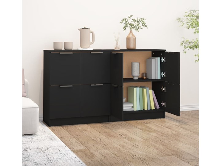 vidaXL Komody, 2 szt., czarne, 60x30x70 cm, materiał drewnopochodny Głębokość 30 cm Szerokość 60 cm Szerokość 105 cm Styl Minimalistyczny