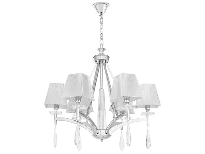 KLASYCZNY ŻYRANDOL KRYSZTAŁOWY CHROMOWANY VALENTINA W6 Tkanina Szkło Lampa z kryształkami Lampa z abażurem Lampa z kloszem Metal Pomieszczenie Salon