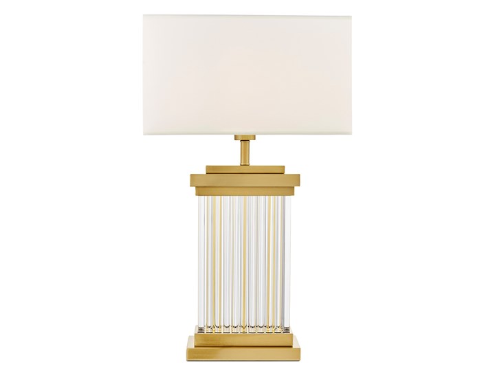 LAMPA NOCNA GLAMOUR BIAŁO-MOSIĘŻNA DAVOS Szkło Lampa z abażurem Metal Wysokość 67 cm Tkanina Mosiądz Lampa z kloszem Funkcje Brak dodatkowych funkcji