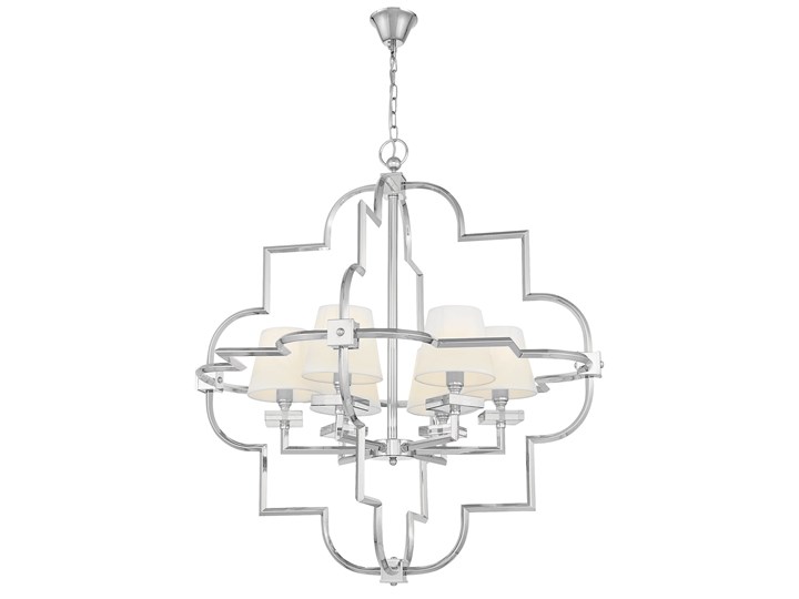 LAMPA WISZĄCA NOWOCZESNA BIAŁO-CHROMOWANA BALTIMORE W6 Kryształ Lampa z abażurem Lampa z kryształkami Metal Stal Kolor Srebrny Lampa z kloszem Ilość źródeł światła 6 źródeł