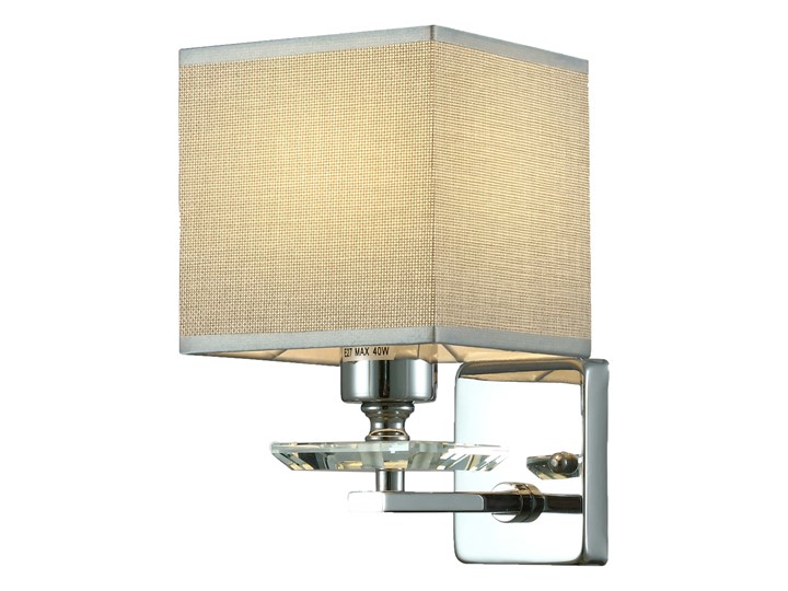 LAMPA ŚCIENNA KINKIET CHROMOWANY LINIANO W1 Tkanina Kinkiet z abażurem Kinkiet z kloszem Kinkiet dekoracyjny Metal Kryształ Kategoria Lampy ścienne Kolor Beżowy