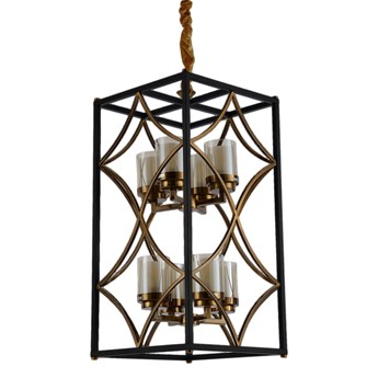 LAMPA WISZĄCA LOFT CZARNO-MOSIĘŻNA QUADRATO DUO