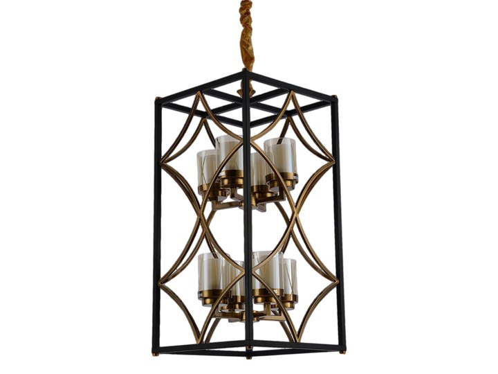 LAMPA WISZĄCA LOFT CZARNO-MOSIĘŻNA QUADRATO DUO Lampa druciana Mosiądz Metal Kategoria Lampy wiszące Szkło Kolor Czarny