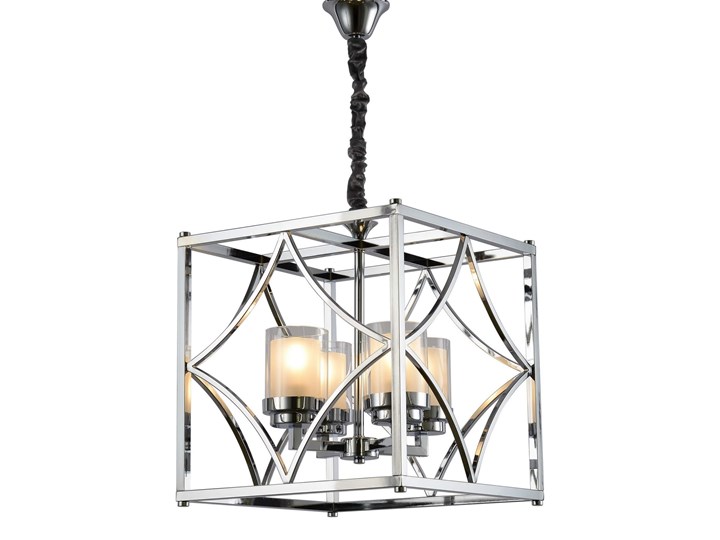 LAMPA WISZĄCA LOFT CHROMOWANA QUADRATO Metal Lampa z kloszem Szkło Pomieszczenie Salon Lampa z abażurem Ilość źródeł światła 4 źródła