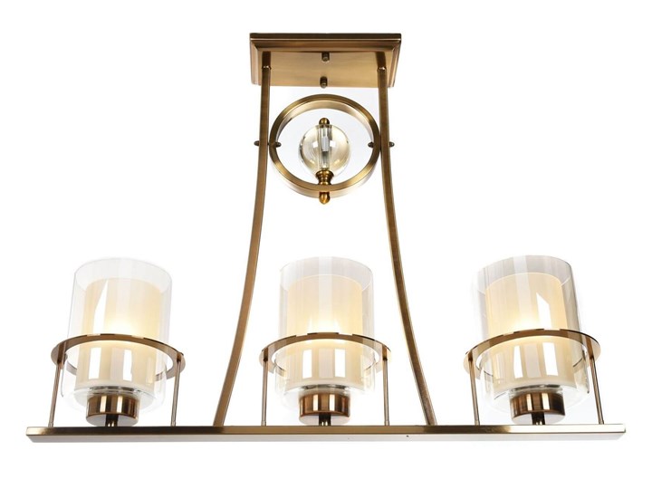 LAMPA SUFITOWA ART DECO MOSIĘŻNA BRONX W3 Mosiądz Metal Lampa z abażurem Lampa z kloszem Funkcje Brak dodatkowych funkcji Szkło Ilość źródeł światła 3 źródła