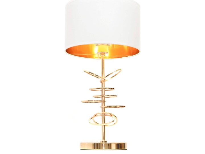 GLAMOUR LAMPA NOCNA BIAŁO-ZŁOTA MILARI Metal Lampa z kloszem Tkanina Lampa z abażurem Wysokość 56 cm Pomieszczenie Salon