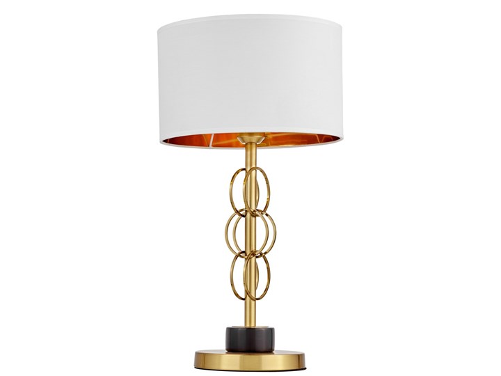 GLAMOUR LAMPA NOCNA BIAŁO-MOSIĘŻNA AZZARIA Metal Tkanina Lampa z abażurem Mosiądz Wysokość 56 cm Funkcje Brak dodatkowych funkcji