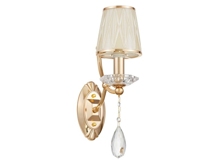 LAMPA ŚCIENNA KINKIET KRYSZTAŁOWY ZŁOTY DOMINNI W1 Kinkiet z kloszem Kinkiet z abażurem Kinkiet dekoracyjny Metal Tworzywo sztuczne Kategoria Lampy ścienne Styl Glamour
