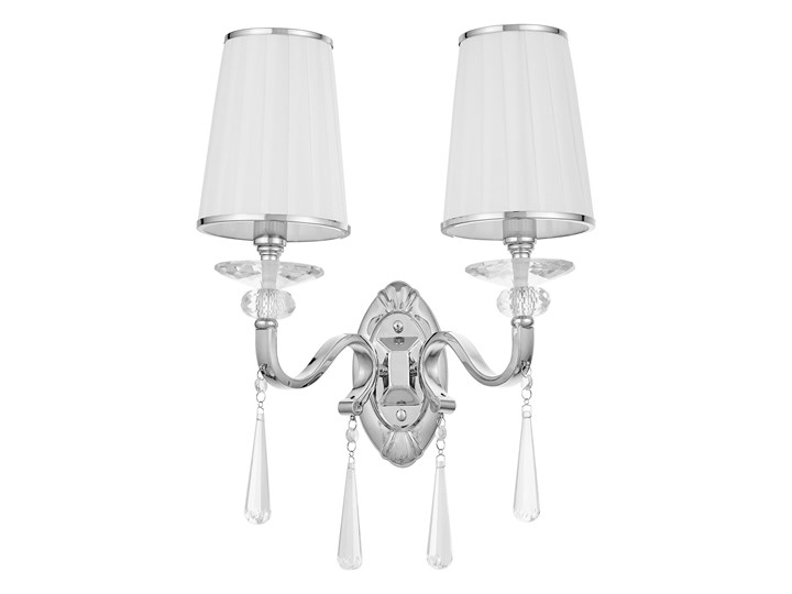 LAMPA ŚCIENNA KINKIET KRYSZTAŁOWY BIAŁY FEDERRICA W2 Tkanina Kinkiet z abażurem Metal Kinkiet z kloszem Kinkiet dekoracyjny Styl Glamour